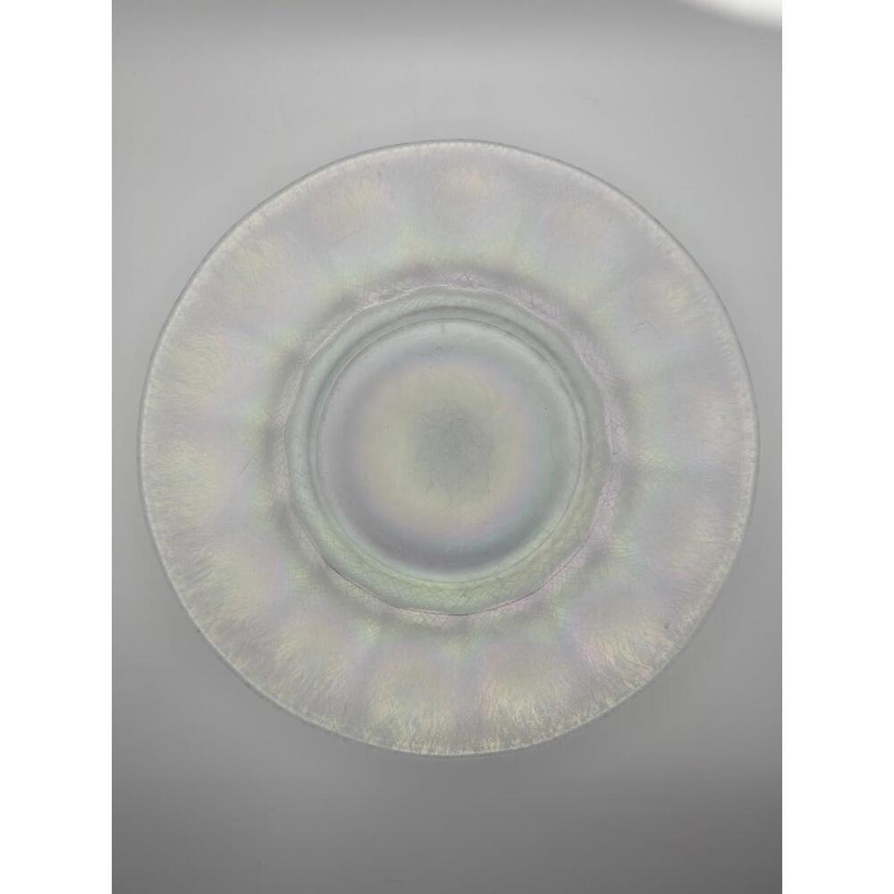 Set of 5 Antique Stretch Glass Plates Iridescent Clear 8.5" Fenton Style 1920s